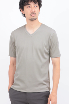 HIGH STREET(ハイストリート) |HIGH STREET∴シルキーリブVネック半袖カットソー