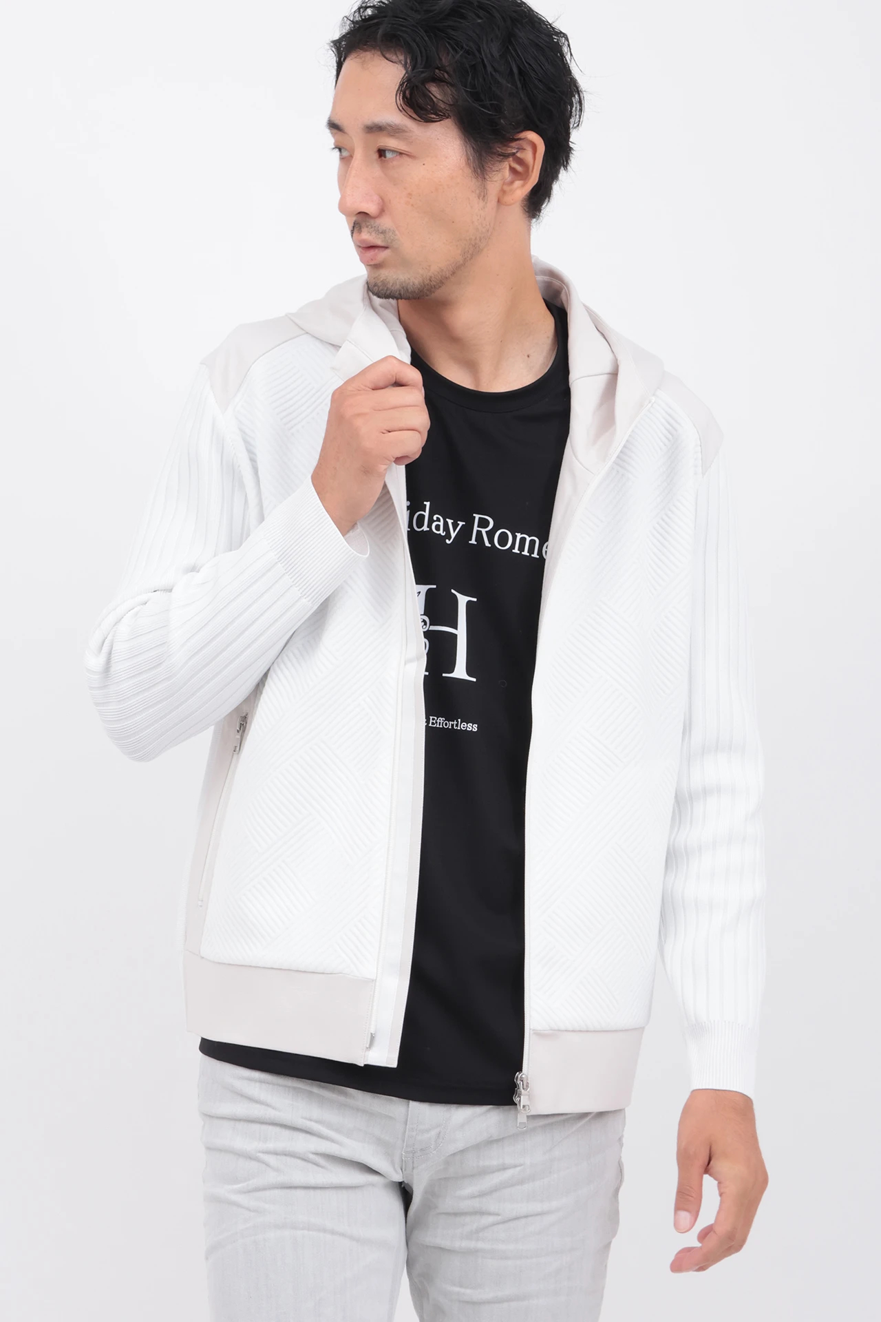 ハイストリート（HIGH STREET）/ニットコンビフーディーBL ﾆｯﾄｺﾝﾋﾞﾌｰﾃﾞｨｰBL / HIGH STREET（ハイストリート）のブルゾン通販