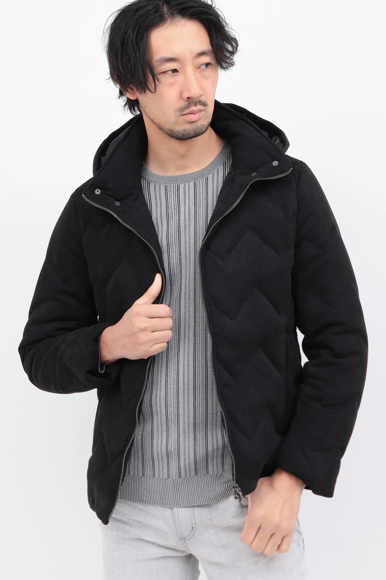 HIGH STREET∴テックスエードキルトフーディーダウンBL / HIGH STREET