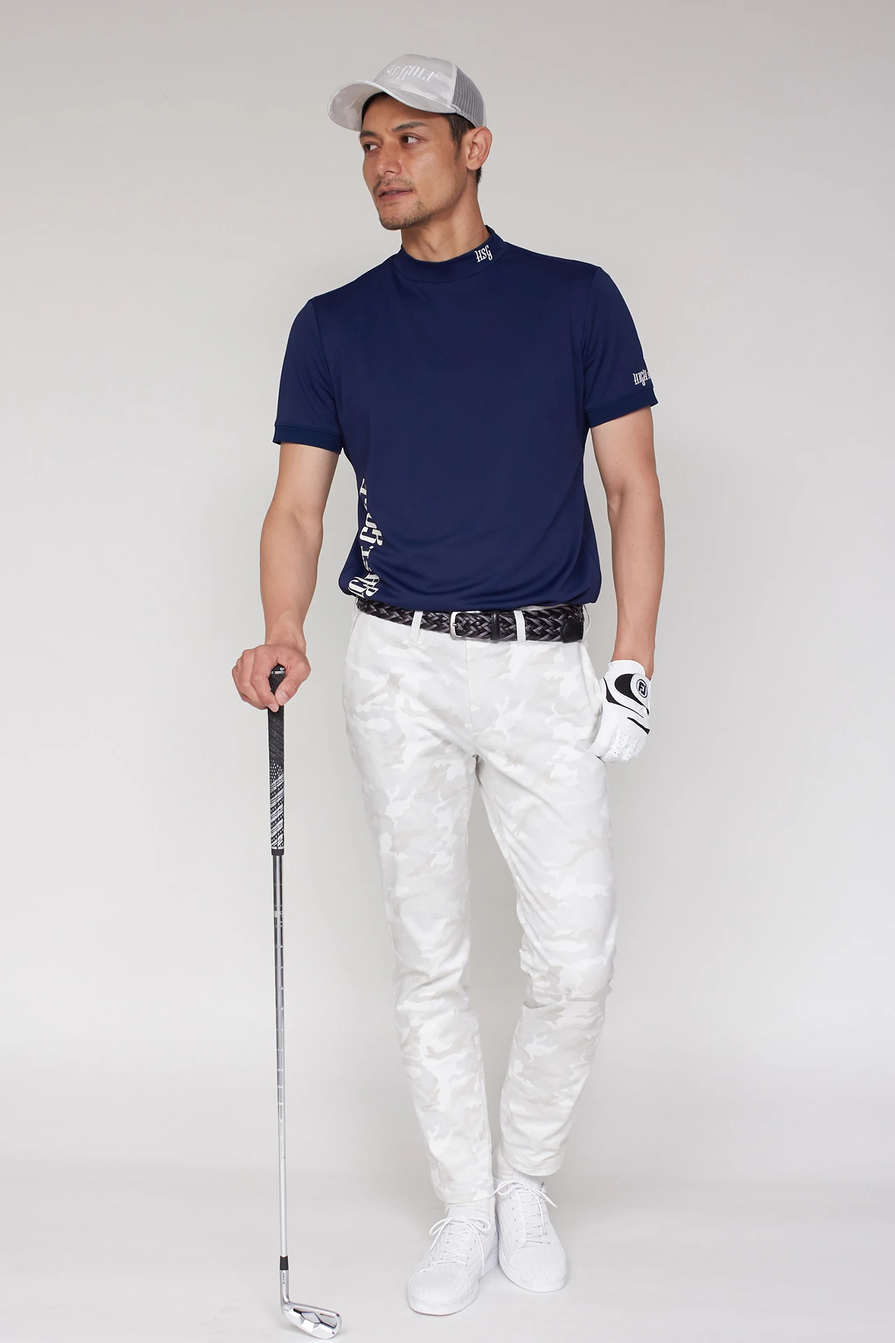 【ネイビー】HIGH ST. GOLF∴カモ柄ツイルストレッチ ベーシックスリムパンツ <AdE> HIGH ST. GOLF∴カモ柄ツイルストレッチ ベーシックスリムパンツ ＜AdE