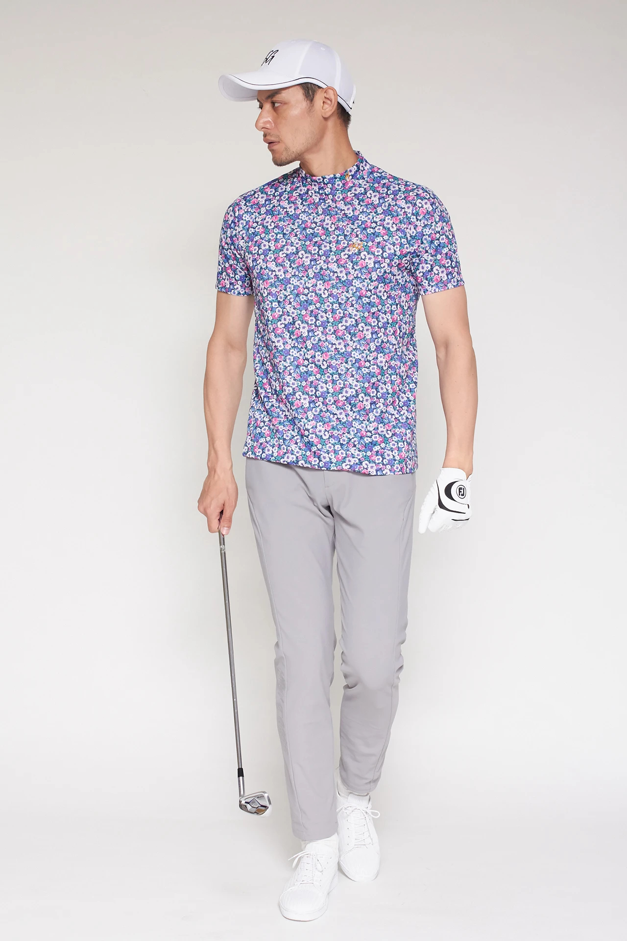 UNISEX】HIGH ST. GOLF∴フラワーパターンハイゲージ鹿の子モック
