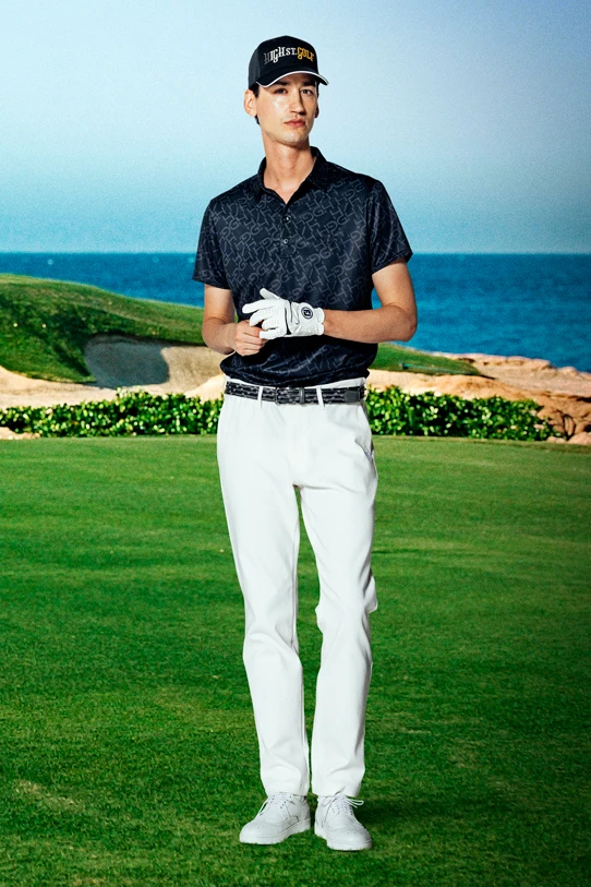 ハイストリートゴルフ（HIGH ST．GOLF）/HIGH ST． GOLF∴モノグラムロゴハイゲージ鹿の子ポロシャツ ＜AdE＞ HIGH ST. GOLF∴モノグラムロゴハイゲージ鹿の子ポロシャツ ＜AdE